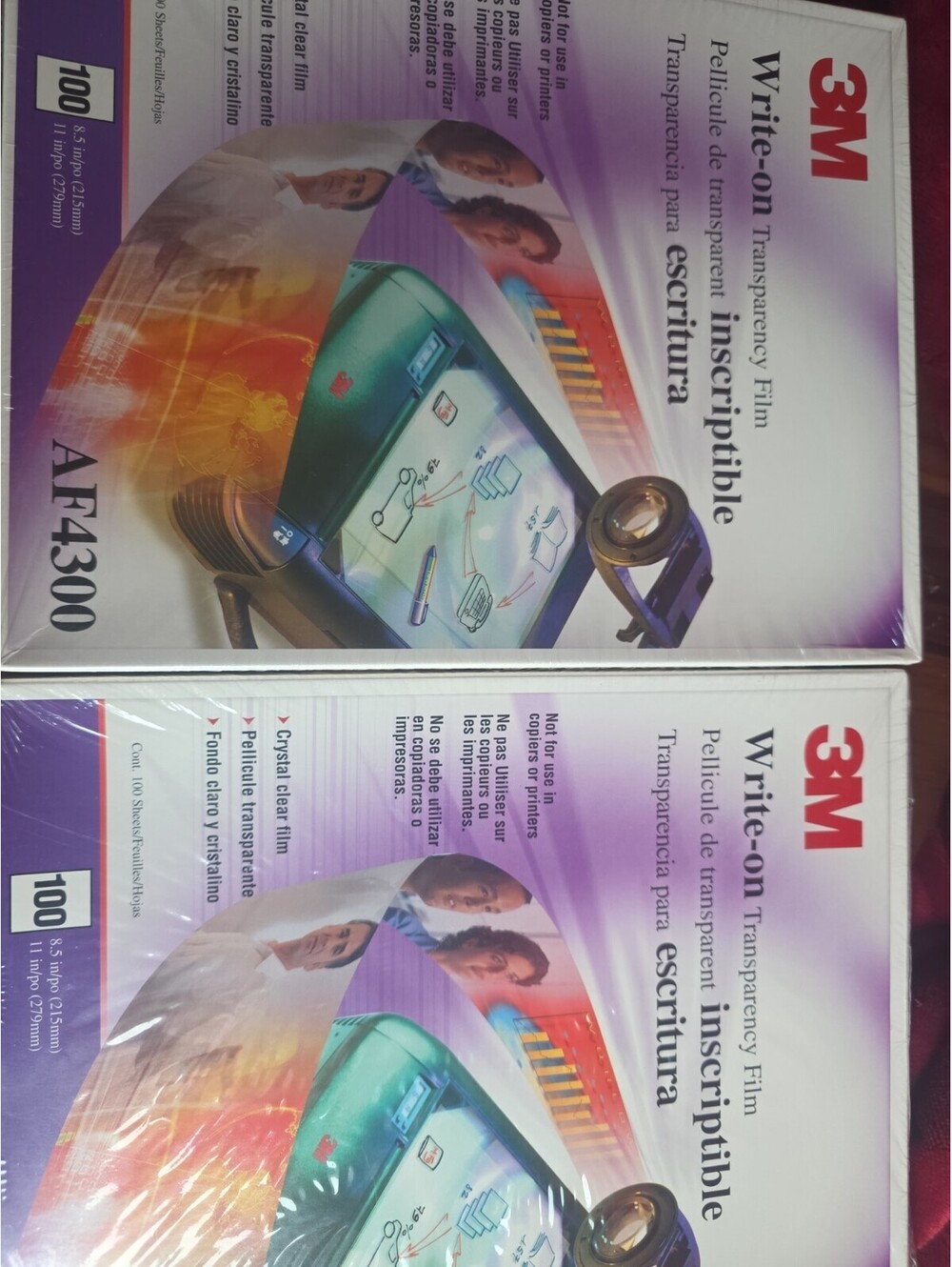 3M Write-On Transparency Film Sheets 8.5x11 AF4300 100 Sheets- New Sealed Lot 2